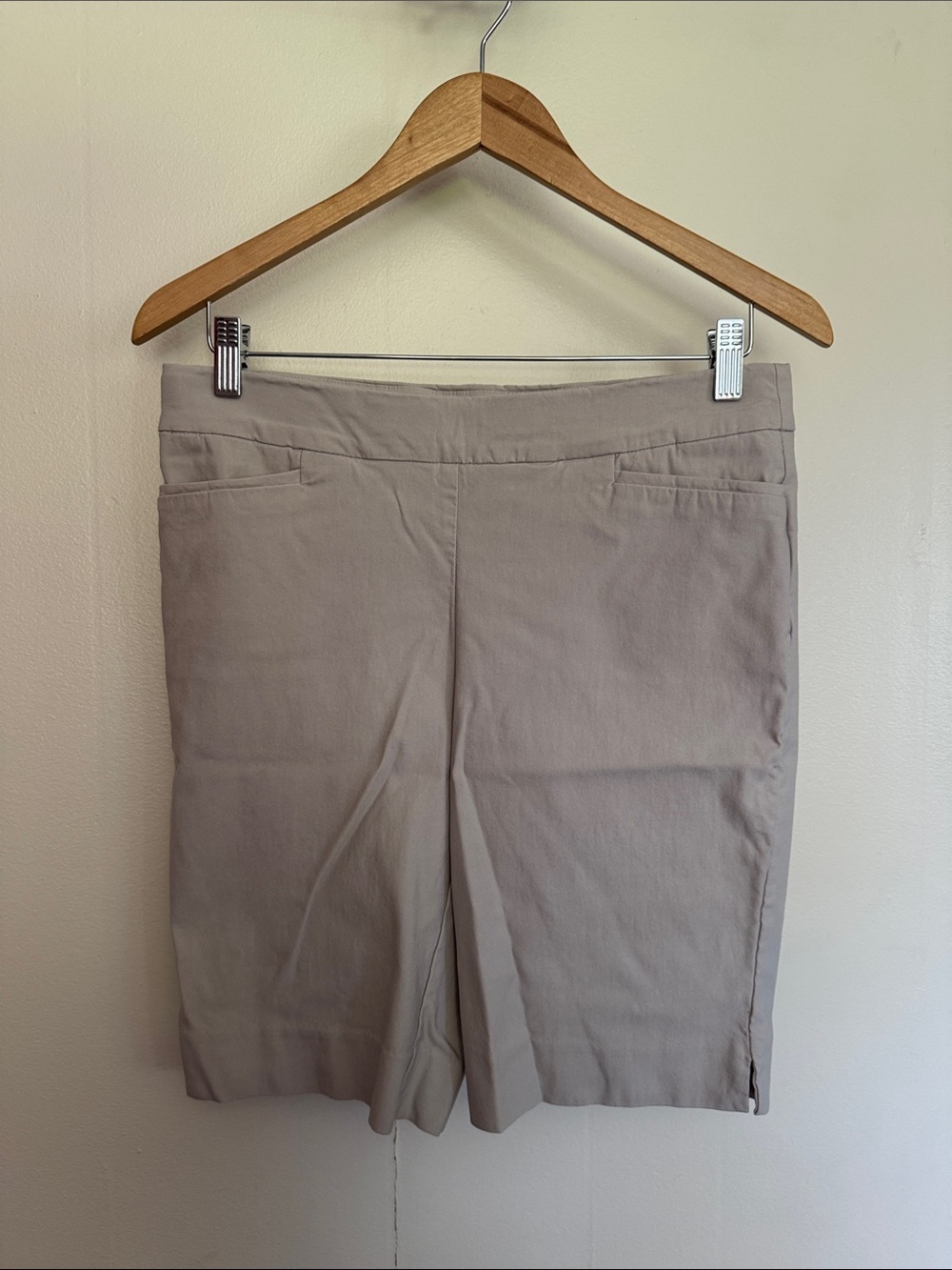 Chico's Taupe Stretch Bermuda Shorts